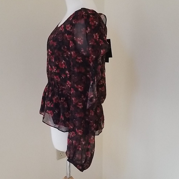 NWT! Rachel Zoe large floral multi L/S silk blouse - Picture 2 of 8